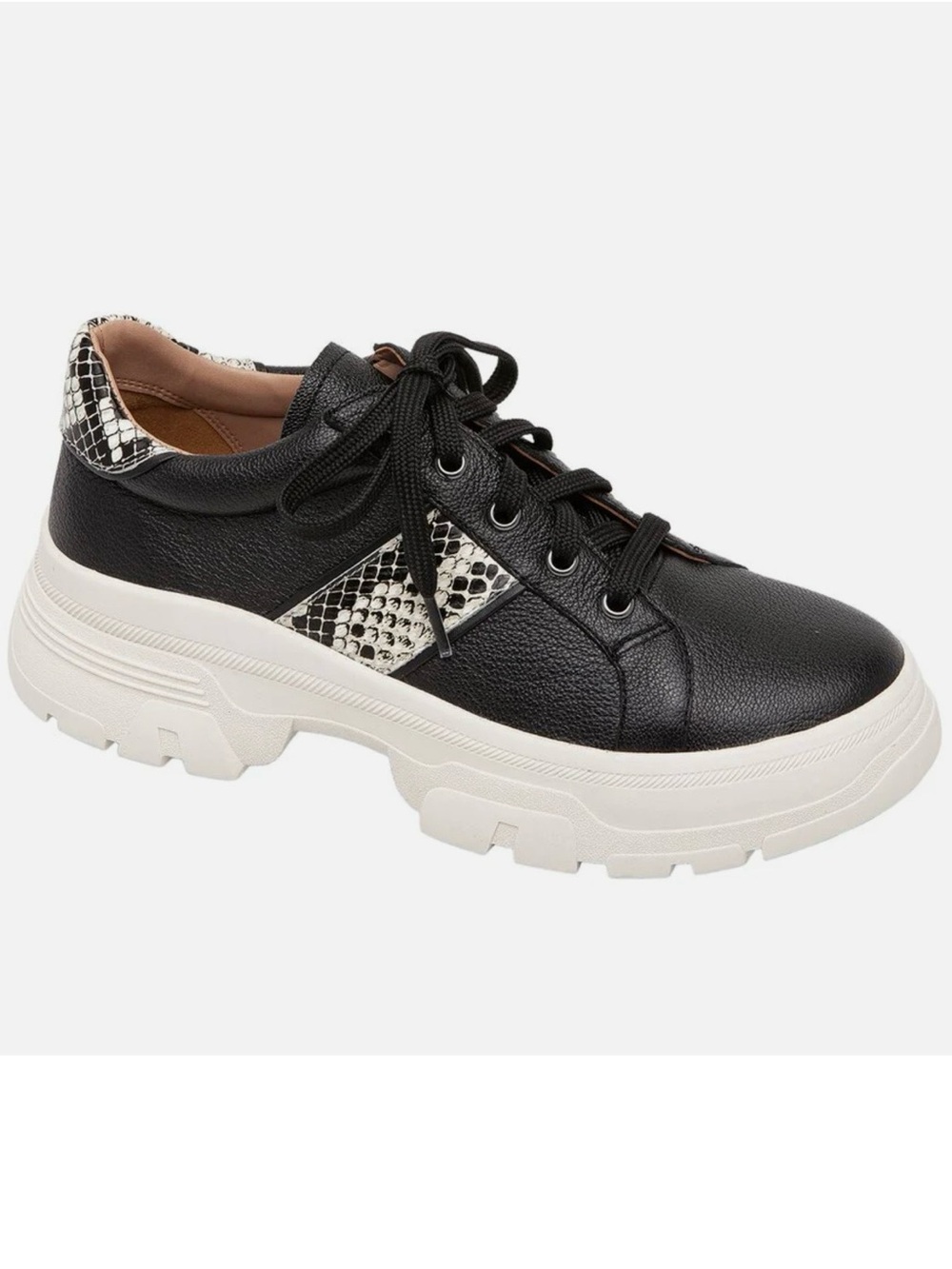 Paolo Black Platform Sneakers with Snake-Print Accent